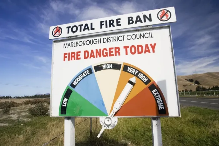 Framed Print : Sign - board on roadside displaying daily fire warning as very high South Island, New Zealand Framed Print : Sign - board on roadside displaying daily fire warning as very high South Island, New Zealand