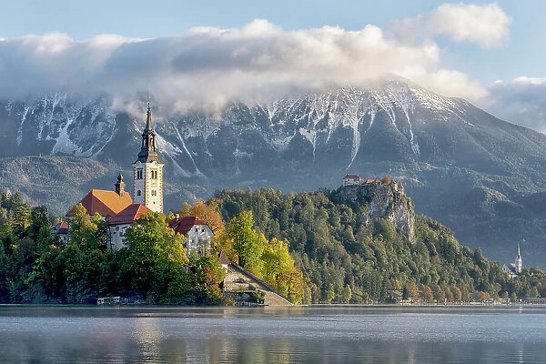 Slovenia, Our Lady of the Lake, Pilgrimage Church of the Assumption of the Virgin Mary, Bled Castle. Date: 13-10-2021
