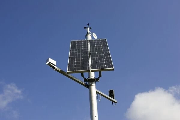 Small weather station solar panel anemometer roadside Arran Scotland UK