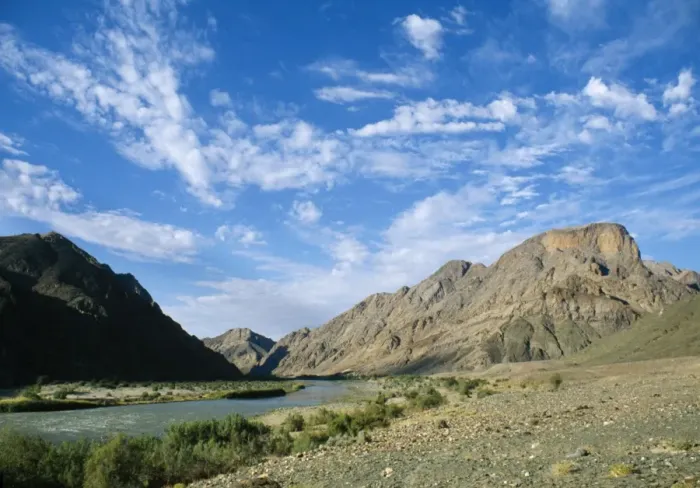 Framed Print : South Africa View of Orange River, Richtersveld Framed Print : South Africa View of Orange River, Richtersveld