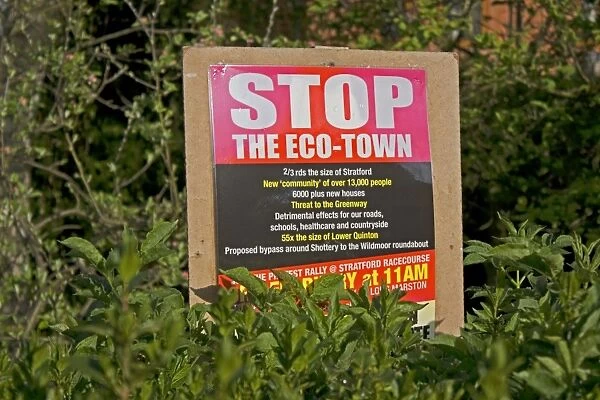 Stop eco new town posters Long Marston near Stratford UK