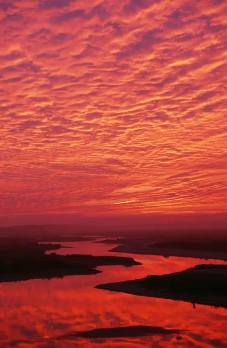 Framed Print : Sunset. ME-333. SUNSET - RED SKY OVER RIVER Framed Print : Sunset. ME-333. SUNSET - RED SKY OVER RIVER