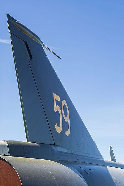 Sweden, Southeastern Sweden, Nykoping, F11 reconnaissance aircraft, F11 Museum, tail fin Date: 16-05-2019