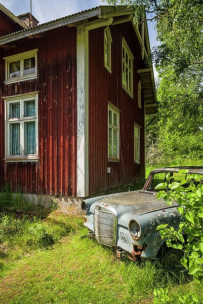 Sweden, Varmland, Bastnas, Bastnas Car Cemetery public park, antique car junkyard Date: 04-06-2019