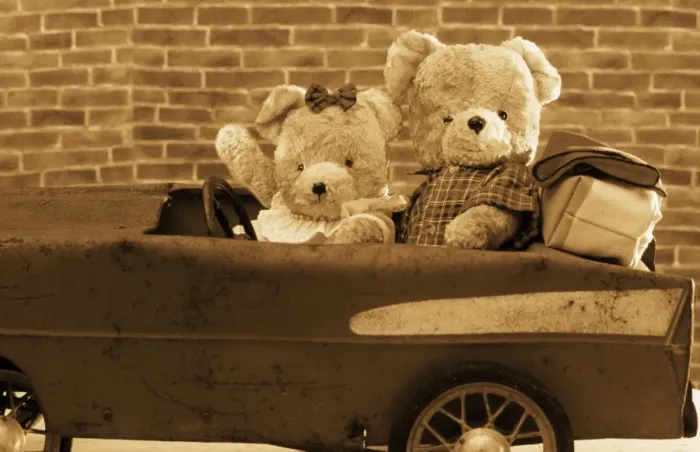 Framed Print : Teddy Bear - x2 teddies in car Digital Manipulation: extra arm, sepia Framed Print : Teddy Bear - x2 teddies in car Digital Manipulation: extra arm, sepia