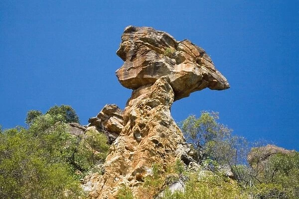 Thor's Hammer - This rock and tower are Warton Sandstone. The tower is strengthened with quartz veins indicating metamorphism. Prince Frederick Harbour, Kimberley coast, Western Australia