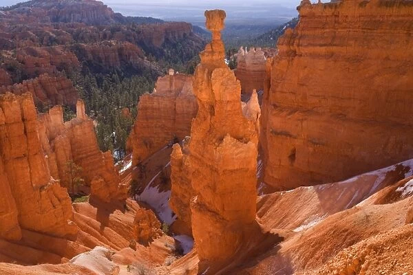Thor's Hammer - view from sunset point onto famous sandstone rock formation called Thor's Hammer and the conglomerate of hoodoos of Silent City - Bryce Canyon National Park, Utah, USA
