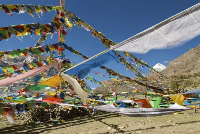 Framed Print : Tibet Sacred Mt Kailash and prayer flags - (Pilgrims walk the kora 52km around the mountains base) Framed Print : Tibet Sacred Mt Kailash and prayer flags - (Pilgrims walk the kora 52km around the mountains base)
