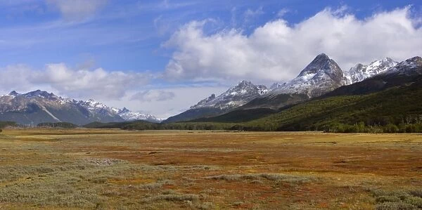 Tierra del Fuego - mountain range and extensive bog
