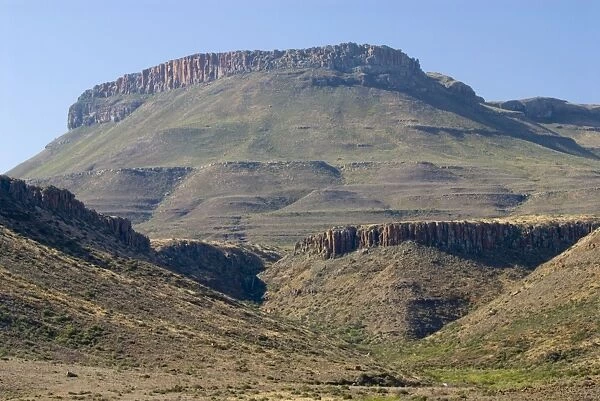 Typical Karoo scenery, showing the dolerite sills responsible for the characteristic flat-topped mountains. Karoo National Park, Western Cape, South Africa