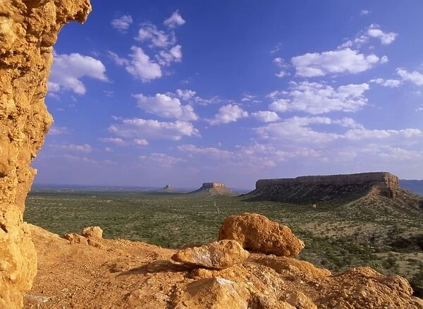 Ugab terraces view towards rock plateaus from Fingerklip rock in Ugab valley Ugab valley, Namibia, Africa