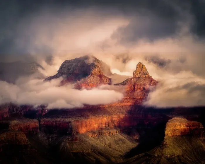 Framed Print : USA, Arizona, Grand Canyon. Foggy sunrise on canyon. Date: 14-01-2017 Framed Print : USA, Arizona, Grand Canyon. Foggy sunrise on canyon. Date: 14-01-2017