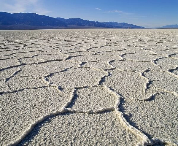 USA - Death Valley National Monument, Badwater salt flats, lowest point in United States -86m (-282 feet) California, USA