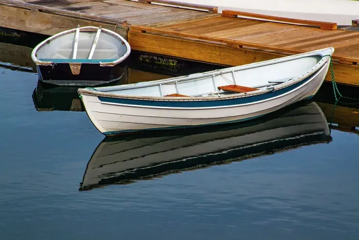 Framed Print : USA, New England, Maine, Mt. Desert, Southwest Harbor with wooden boats Date: 10-10-2013