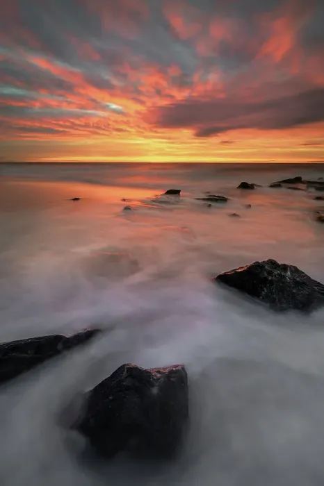 Framed Print : USA, New Jersey, Cape May National Seashore. Sunrise on rocky shore and ocean. Date: 28-12-2020 Framed Print : USA, New Jersey, Cape May National Seashore. Sunrise on rocky shore and ocean. Date: 28-12-2020