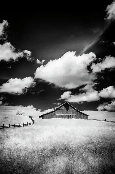 Framed Print : USA, Palouse Country, Washington State, Infrared Palouse fields and barn Date: 11-06-2011 Framed Print : USA, Palouse Country, Washington State, Infrared Palouse fields and barn Date: 11-06-2011