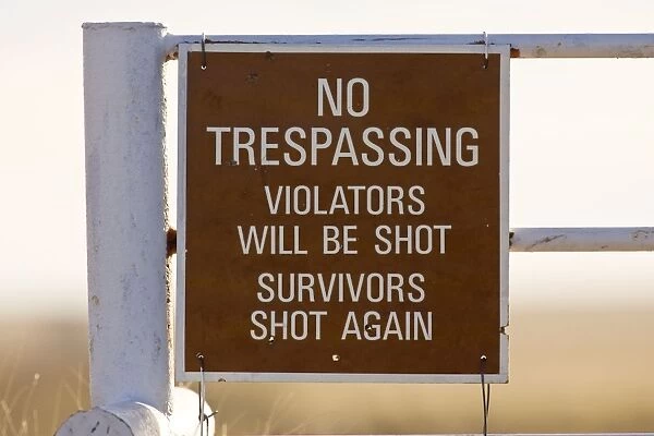 USA - no Trespassing sign in the Texas Panhandle