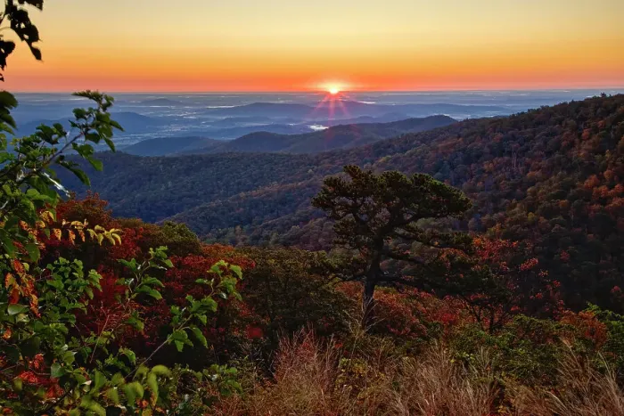 Framed Print : USA, Virginia, Shenandoah National Park, Sunrise along Skyline Drive in the Fall Date: 17-10-2020