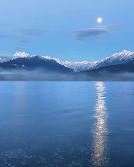 Framed Print : USA, Washington State, Seabeck. Moon setting over the Olympic Mountains and Hood Canal. Date: 29-01-2021 Framed Print : USA, Washington State, Seabeck. Moon setting over the Olympic Mountains and Hood Canal. Date: 29-01-2021