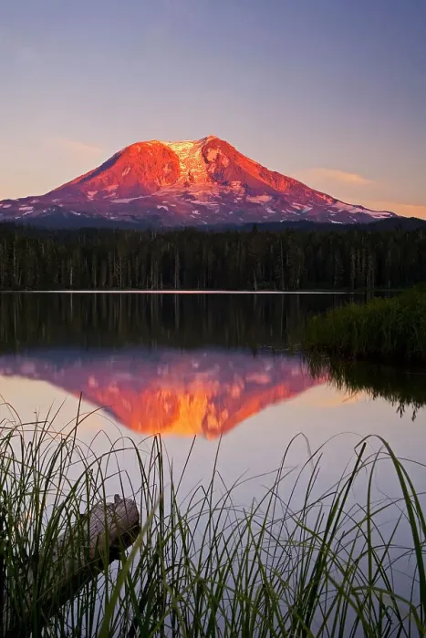 Framed Print : USA, Washington State, Sunset on Mt. Adams reflecting in Lake Takhlakh Date: 26-08-2006 Framed Print : USA, Washington State, Sunset on Mt. Adams reflecting in Lake Takhlakh Date: 26-08-2006