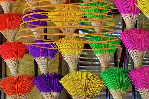 Vietnam. Colorful incense for sale. Date: 17-06-2019