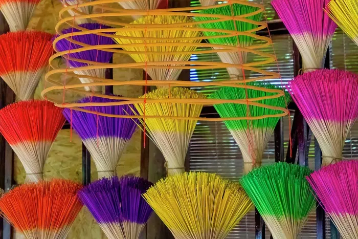 Framed Print : Vietnam. Colorful incense for sale. Date: 17-06-2019
