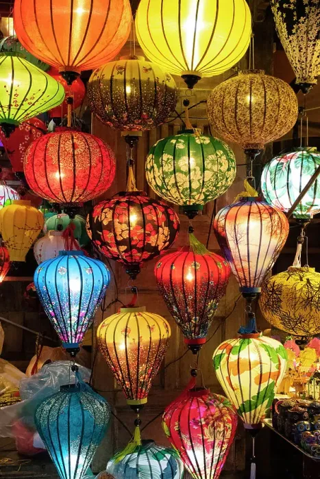 Framed Print : Vietnam. Colorful lamps for sale. Date: 20-06-2019