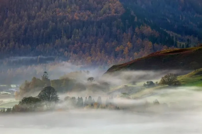 Framed Print : View from Castlerigg Stone Circle looking down the mist covered valley - November - Keswick - Lake District - England Framed Print : View from Castlerigg Stone Circle looking down the mist covered valley - November - Keswick - Lake District - England