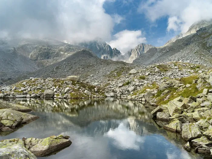 Framed Print : View towards Cima Presanella draped in clouds near Rifugio Segantini. Presanella mountain range, Parco Naturale Adamello, Brenta, Trentino, Italy, Val Rendena Date: 19-09-2020 Framed Print : View towards Cima Presanella draped in clouds near Rifugio Segantini. Presanella mountain range, Parco Naturale Adamello, Brenta, Trentino, Italy, Val Rendena Date: 19-09-2020