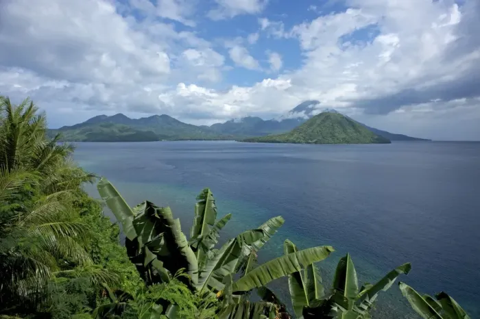 Framed Print : View toward Island of Tidore from Ternate - Spice Islands Indonesia Framed Print : View toward Island of Tidore from Ternate - Spice Islands Indonesia