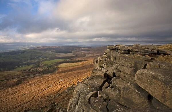 View looking across the Derdyshire countryside from Stanage Edge - Derbyshire - England