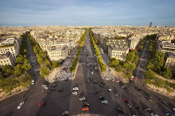 View over Paris from the top of Arc de Triomphe