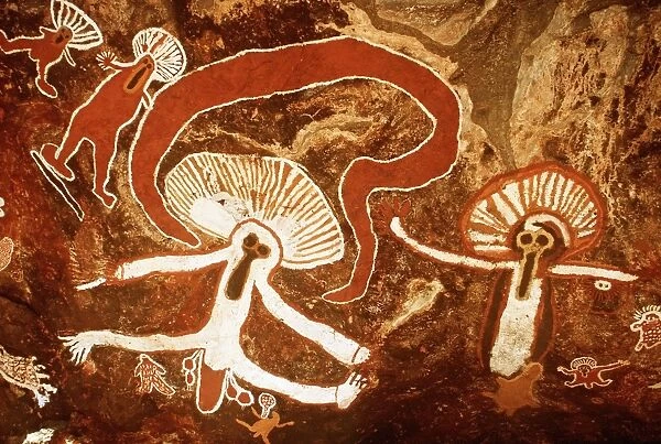 W. Australia, Aboriginal Cave Paintings - Napier Range, Dog Cave area - Wandijna Man Figures AU 325