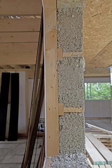 Framed Print : Wall constructed with 300mm of Tradical hemcrete for good insulation UK Framed Print : Wall constructed with 300mm of Tradical hemcrete for good insulation UK