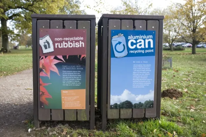 Framed Print : Waste and recycling bins. Westonbirt Arboretum Tetbury UK Framed Print : Waste and recycling bins. Westonbirt Arboretum Tetbury UK
