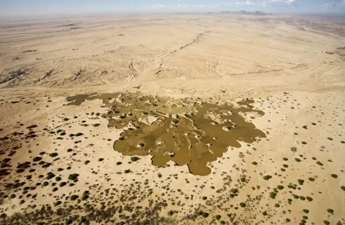 Framed Print : Water from recent rains accumulates in an excavation site where sand is dug up to supply the building trade - Namib Desert - Namibia - Africa Framed Print : Water from recent rains accumulates in an excavation site where sand is dug up to supply the building trade - Namib Desert - Namibia - Africa