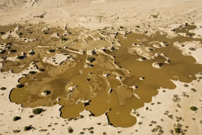 Framed Print : Water from recent rains accumulates in an excavation site where sand is dug up to supply the building trade - Namib Desert - Namibia - Africa Framed Print : Water from recent rains accumulates in an excavation site where sand is dug up to supply the building trade - Namib Desert - Namibia - Africa