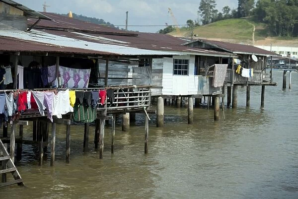 Water Village Walkway and shacks on stilts with