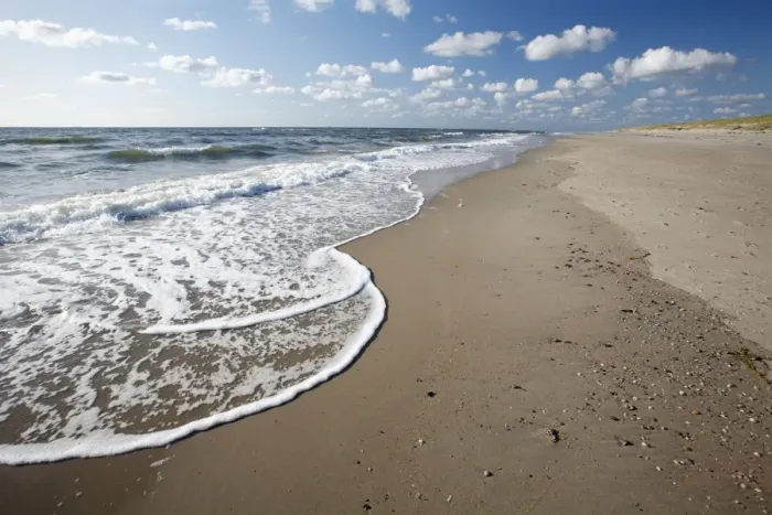 Framed Print : Waves breaking on empty beach, Island of Texel, Holland Framed Print : Waves breaking on empty beach, Island of Texel, Holland