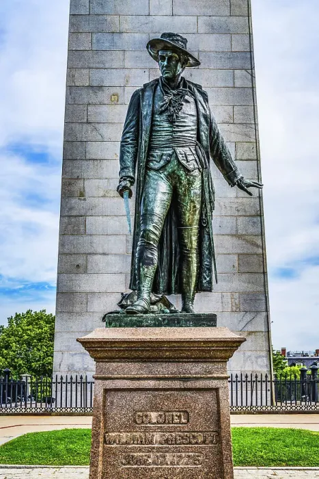 Framed Print : William Prescott Statue, Bunker Hill Battle Monument, Charlestown, Boston, Massachusetts. Site of June 17, 1775 battle, American Revolution Statue cast 1880 by Nelli Prescott commanded American patriots. (Editorial Use Only) Date: 27-12-2020 Framed Print : William Prescott Statue, Bunker Hill Battle Monument, Charlestown, Boston, Massachusetts. Site of June 17, 1775 battle, American Revolution Statue cast 1880 by Nelli Prescott commanded American patriots. (Editorial Use Only) Date: 27-12-2020