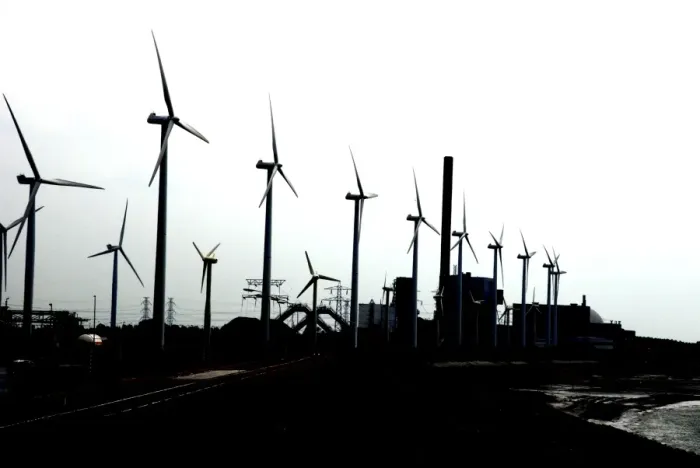Framed Print : Wind Turbines and coal fired power station on the Netherlands coast near Vlissingen Framed Print : Wind Turbines and coal fired power station on the Netherlands coast near Vlissingen