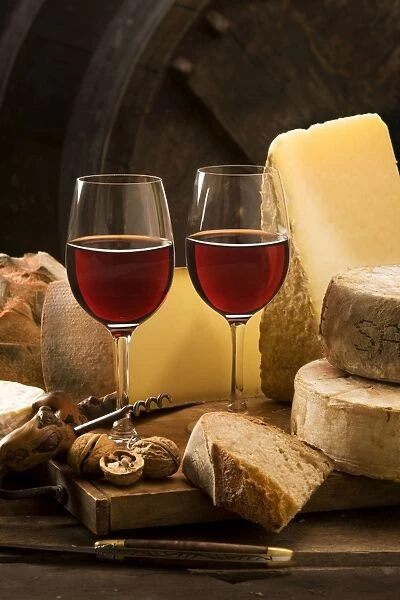 Wine Glasses - with white wine & cheeses