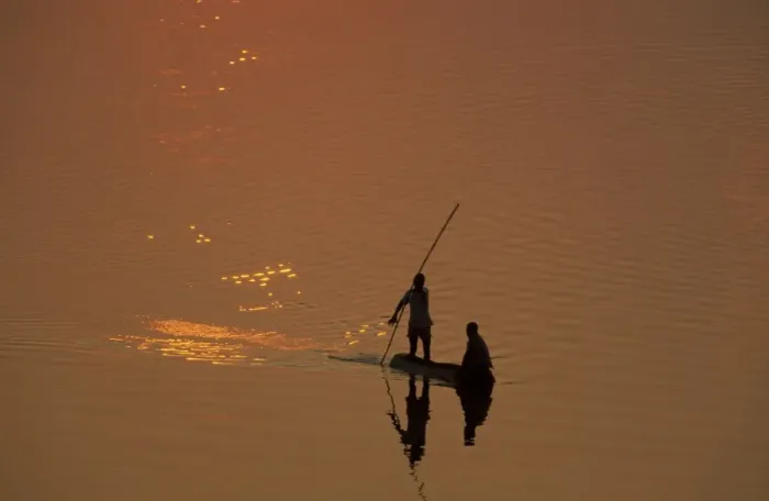 Framed Print : Zambia - Fishermen at sunset on the Luangwa river. South Luangwa National Park, Zambia Framed Print : Zambia - Fishermen at sunset on the Luangwa river. South Luangwa National Park, Zambia