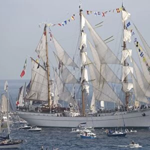 500 Tall Ships Regatta - Cuauhtemoc three masted barque Funchal - Pendennis Point Falmouth Cornwall UK