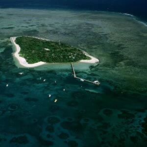 Aerial - Green Island - Green Island National Park, Great Barrier Reef off Cairns, Queensland, Australia JPF50168