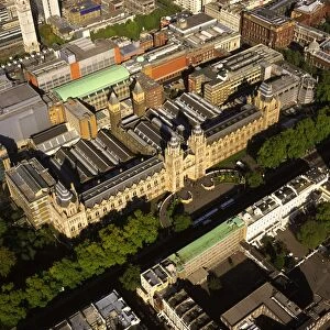 Aerial image of London, England, UK: Natural History Museum, Albertopolis, Exhibition Road, South Kensington. A home to life and earth science specimens comprising some 70 million items within five main collections: Botany, Entomology, Mineralogy