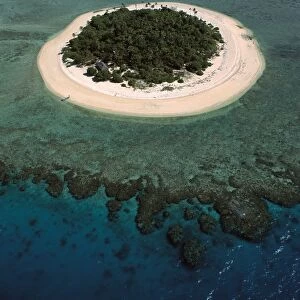 Aerial - Malamala Island - a coral cay - Mamanuca Group, Fiji JPF31628