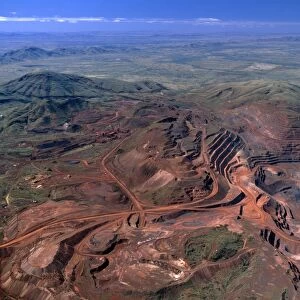 Aerial - Tom Price iron ore-open cut mine Hamersley Range, Pilbara Region, Western Australia JPF45003