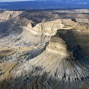 Aerial view of the Book Cliffs - north of the town of Green River, Utah; looking North-East. Between Grand Junction, Colorado, and Green River, the Book Cliffs run roughly in an East-West direction