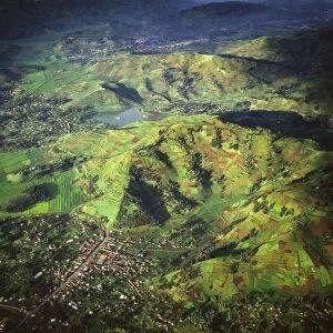 Aerial view of East Africa: Intensive agriculture in Rwanda